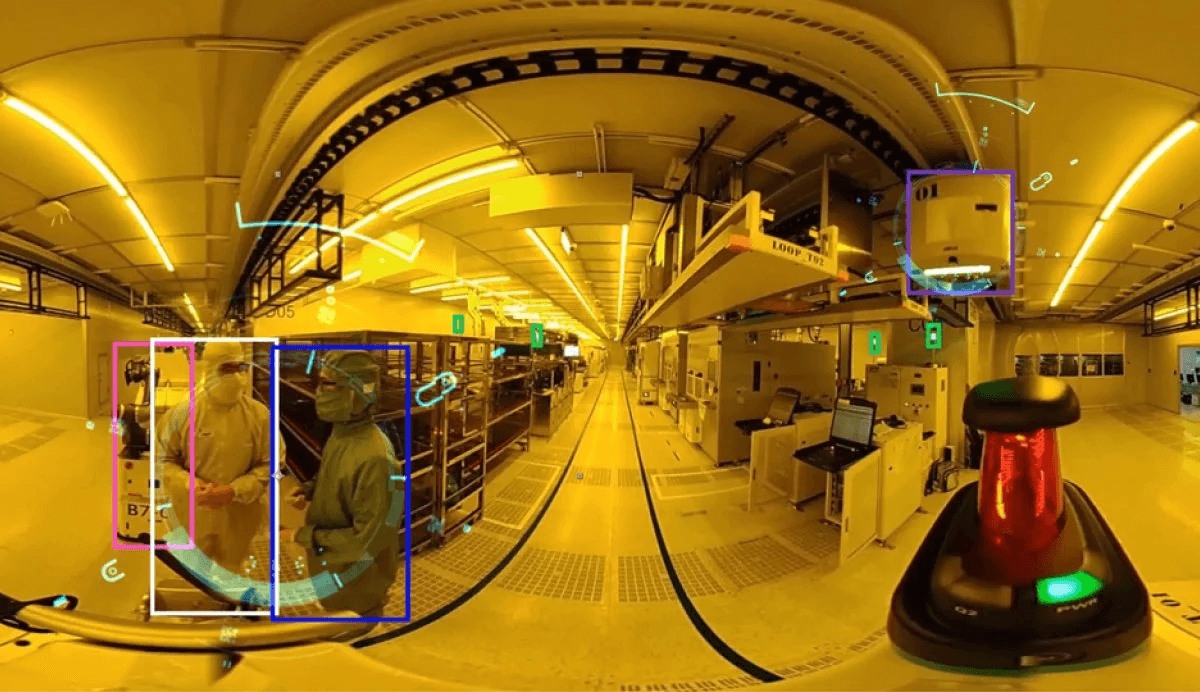 Automated guided vehicle inspecting an ASE production line