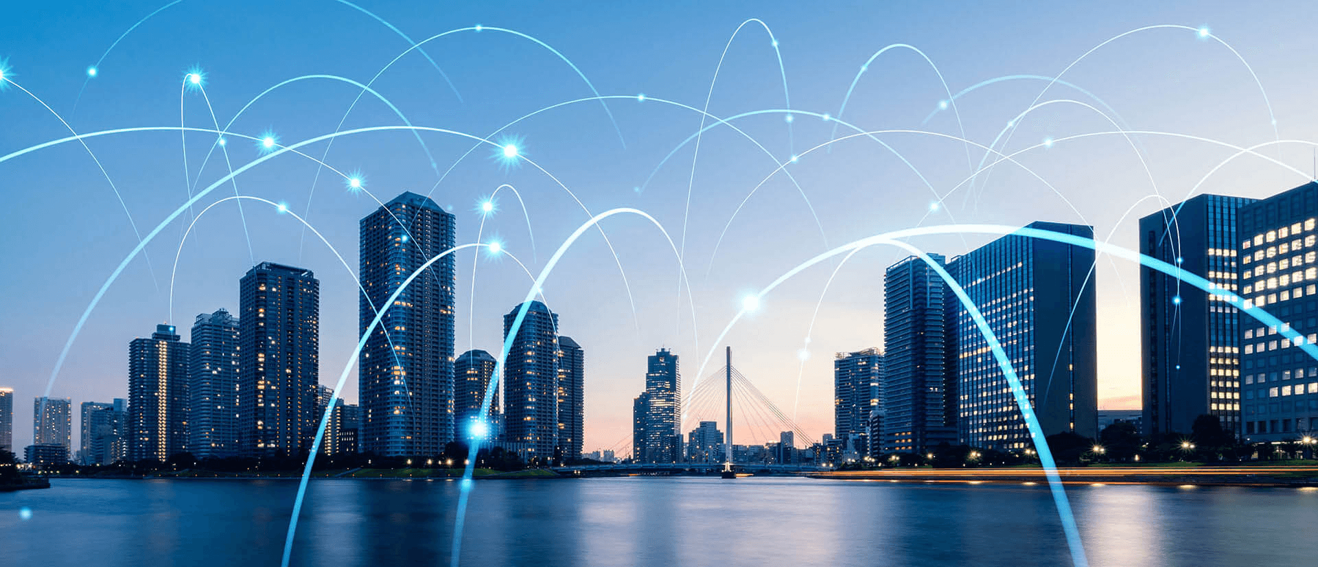 Connected smart city representing Industry 4.0