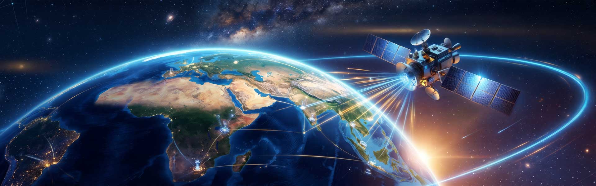 Satellite communications connecting orbit and Earth