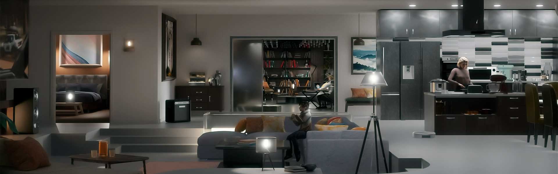A connected smart home controlled by mobile devices
