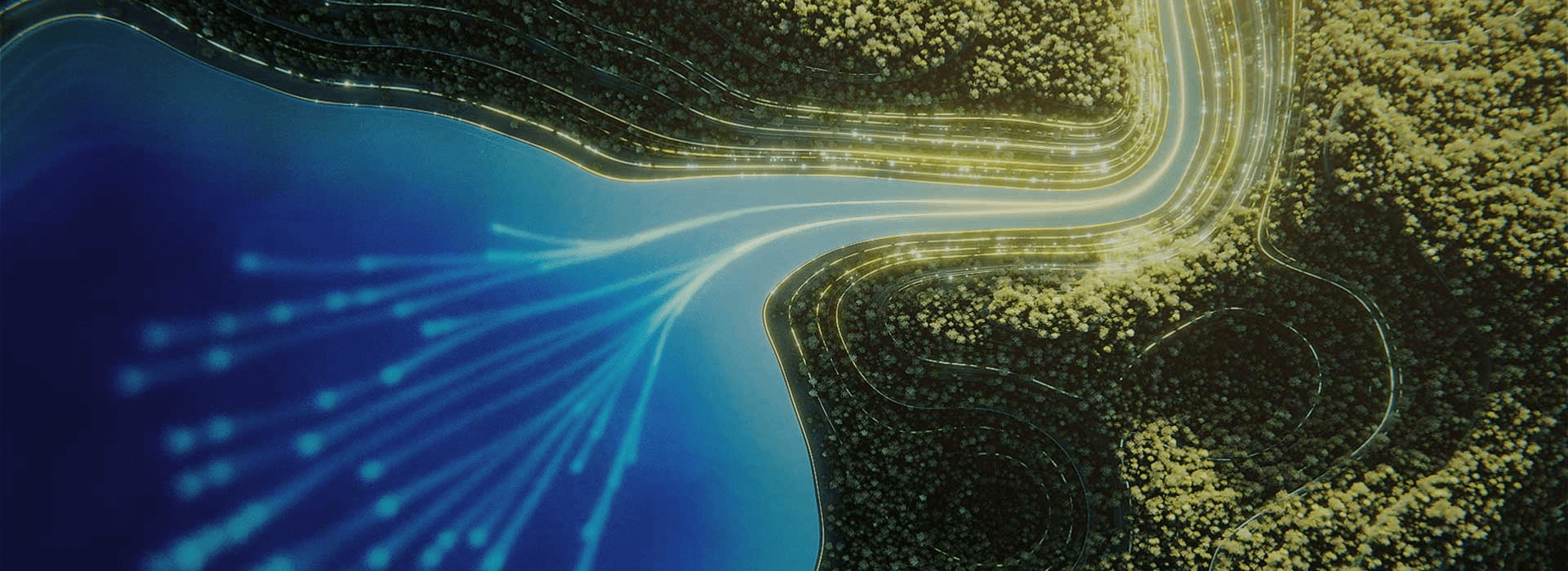Abstract aerial landscape connecting technology and the environment